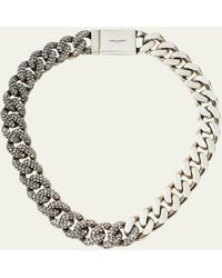 Saint Laurent - Rhinestone Thick Curb Chain Necklace - Lyst