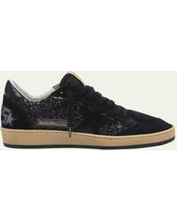 Golden Goose - Ball Star Glitter And Suede Low-top Sneakers - Lyst