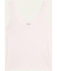 Brunello Cucinelli - Ribbed Cotton Jersey Tank Top With Monili Tab - Lyst