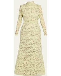 Marc Jacobs - Sculptural Lace Long-Sleeve Bow Trumpet Gown - Lyst