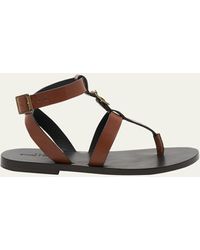 Saint Laurent - Hardy Leather Ankle-strap Thong Sandals - Lyst