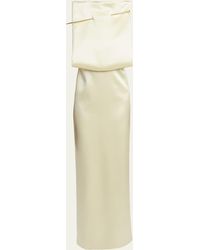 Loewe - Square Top Satin Gown With Metal Pin - Lyst