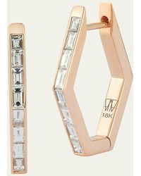 WALTERS FAITH - Quentin 18k Rose Gold Baguette Diamond Hexagon Hoop Earrings - Lyst