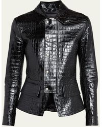 Tom Ford - Croc-embossed Fitted Leather Jacket - Lyst