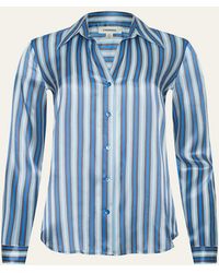 L'Agence - Tyler Striped Silk Button-Front Blouse - Lyst