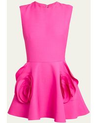 Valentino Garavani - Crepe Couture Fit-and-flare Mini Dress With Rosette Details - Lyst