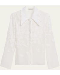 GRACE LING - Cracked Velvet Devore Chiffon Button-Down Shirt - Lyst