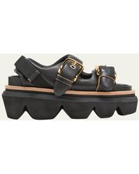 Sacai - Leather Dual-buckle Platform Sandals - Lyst