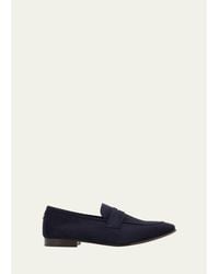 Bougeotte - Suede Flaneur Penny Loafers - Lyst
