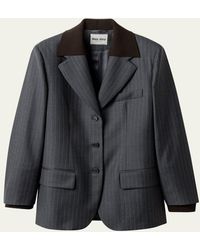 Miu Miu - Pinstripe Single-Breasted Blazer Jacket - Lyst