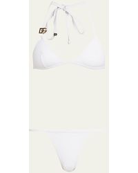 Dolce & Gabbana - Two-piece Triangle Bikini Set W/ Dg Logo - Lyst