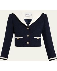 Self-Portrait - Boucle Contrast Collar Jacket - Lyst