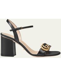 Gucci - Marmont Leather GG Block-heel Sandals - Lyst