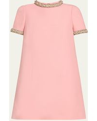 Valentino Garavani - Crystal-Trimmed Short-Sleeve Shift Mini Dress - Lyst