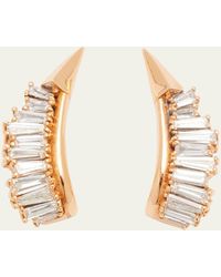 Nak Armstrong - Ruched Ear Clips With White Diamonds And 20k Recycled Rose Gold - Lyst