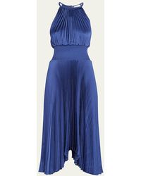 A.L.C. - Renzo Ii Satin Pleated High-Neck Midi Dress - Lyst