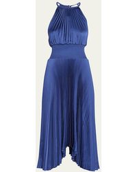 A.L.C. - Renzo Ii Satin Pleated High-Neck Midi Dress - Lyst