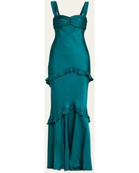 Saloni - Selma Sleeveless Satin Dress - Lyst