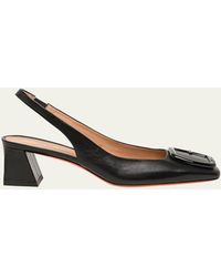Santoni - Lemon Buckle Slingback Leather Pumps - Lyst