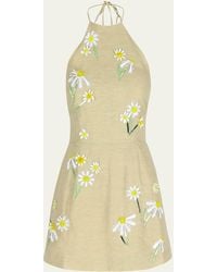 BERNADETTE - Delilah Embroidered Linen Mini Dress - Lyst