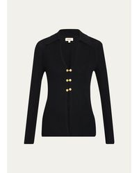 L'Agence - Kaye Rib-Knit Cardigan Top - Lyst