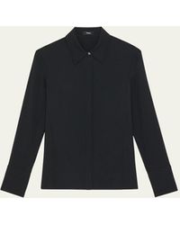 Theory - Slim Crepe Blouse - Lyst