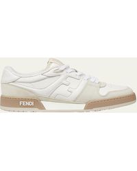 Fendi - Match Leather Ff-Logo Low-Top Sneakers - Lyst