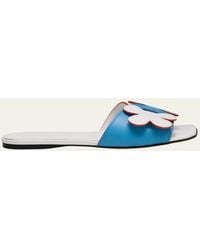 Marni - Flower Leather Slide Sandals - Lyst