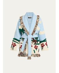 Alanui - Casa Double-Jacquard Knit Fringed Wrap Cardigan - Lyst
