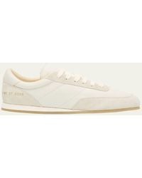 Common Projects - Minimal Leather And Suede Low-Top Runner Sneakers - Lyst