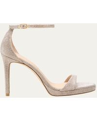 Stuart Weitzman - Nudist Metallic Ankle-Strap Platform Sandals - Lyst