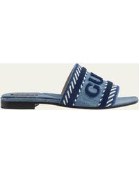 Gucci - Jane Logo Denim Slide Sandals - Lyst