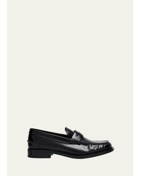 Prada - Leather Ruched Penny Loafers - Lyst