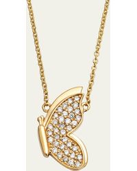 Sydney Evan - 14k Gold Diamond Pavé In Flight Butterfly Necklace - Lyst