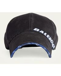 Balenciaga - Cotton Drill Distressed Tilted Logo Baseball Cap - Lyst