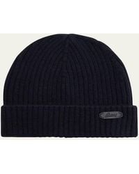 Brioni - Cashmere Rib Leather-Label Beanie Hat - Lyst