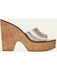 Veronica Beard - Paulita Metallic Cork Slide Sandals - Lyst