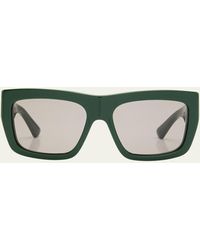 Bottega Veneta - Bv1178s Acetate & Metal Rectangle Sunglasses - Lyst