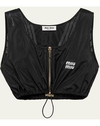 Miu Miu - Perforated Drawstring Crop Top - Lyst