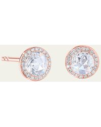 64 Facets - 18k Rose Gold Solitaire Stud Earrings With Diamonds - Lyst