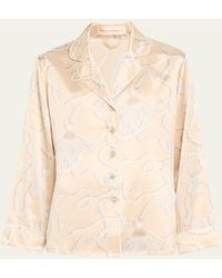 Olivia Von Halle - Lila Pearl-Print Silk Satin Pajama Set - Lyst