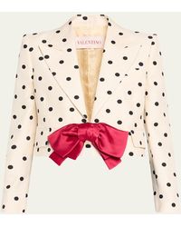 Valentino Garavani - Polka-Dot Crop Blazer With Bow - Lyst