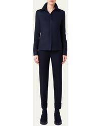 Akris - Fitted Zip-front Wool Blouse - Lyst