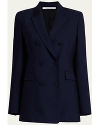Another Tomorrow - Wool Double-breasted Blazer Jacket - Lyst