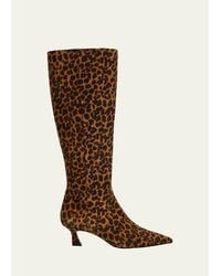 Stuart Weitzman - 50Mm Vinnie-Printed Suede Knee-High Boots - Lyst