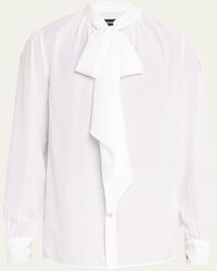 Willy Chavarria - Tie-neck Cotton Poplin Shirt - Lyst