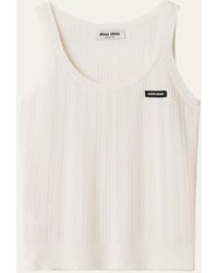 Miu Miu - Scoop Neck Cashmere Silk Tank Top - Lyst