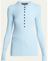 Proenza Schouler - Agnes Ribbed Henley Wool Sweater - Lyst