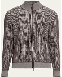 Brunello Cucinelli - Cashmere Chevron Full-Zip Sweater - Lyst