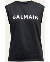 Balmain - Logo Tank Top With Button Detail - Lyst